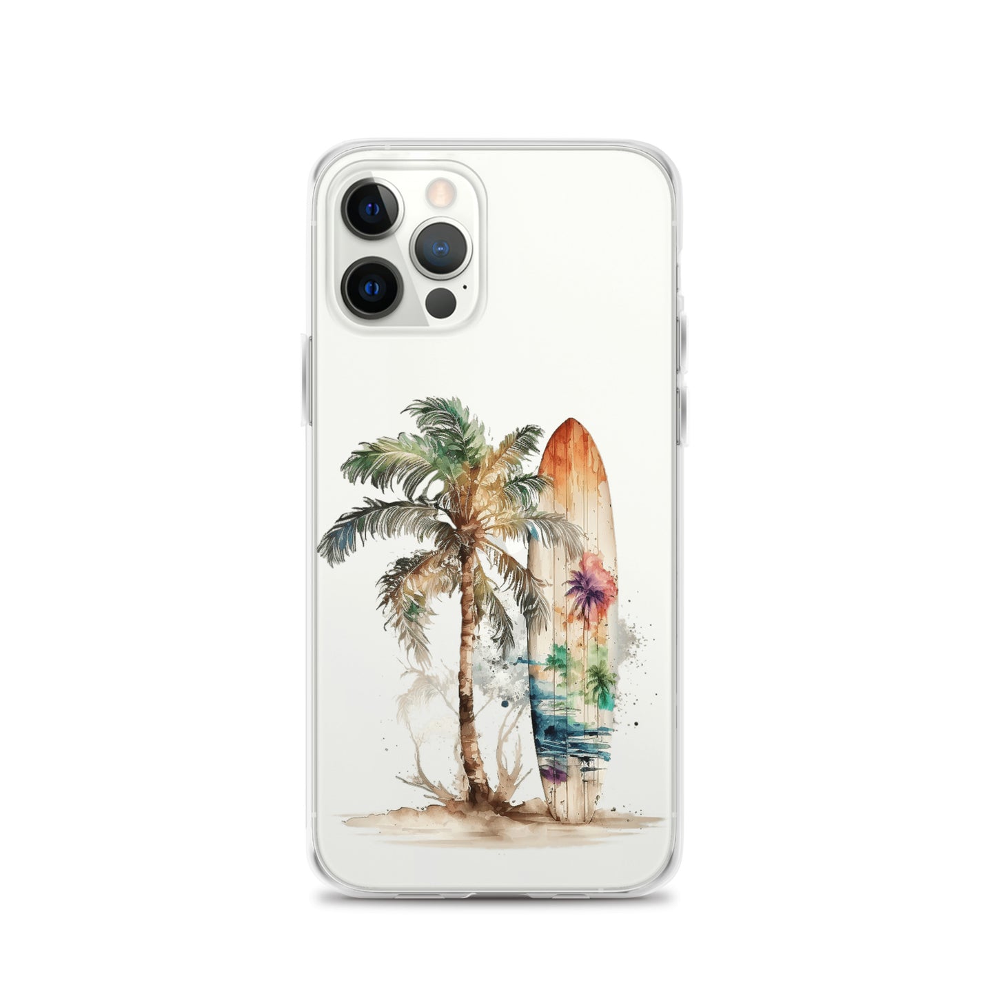 Clear Case for iPhone® Palm Tree & Surf Board
