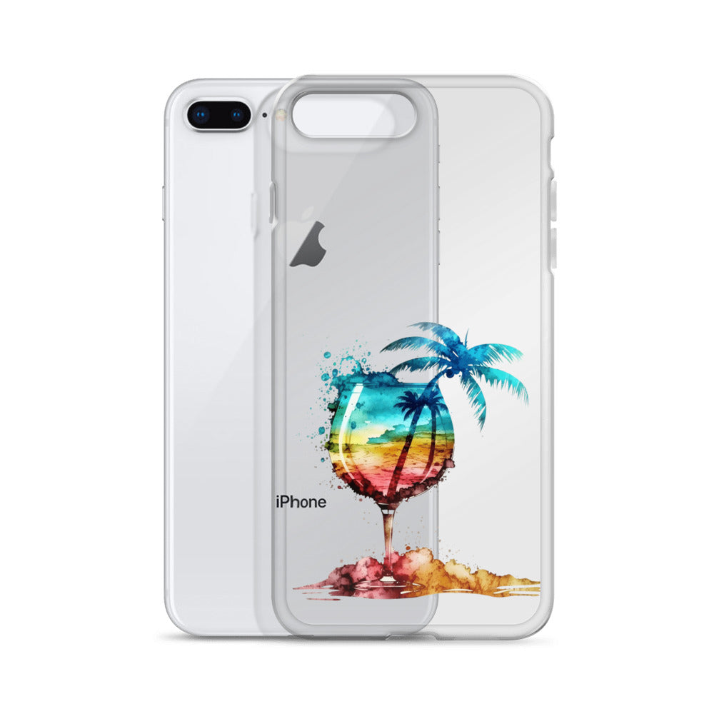 Clear Case for iPhone® Tropical Palm Drink