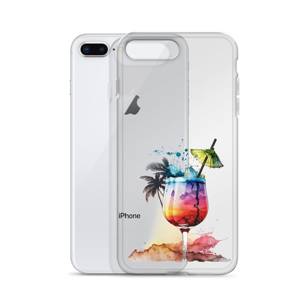 Clear Case for iPhone® Tropical Drink Palm & Umbrella