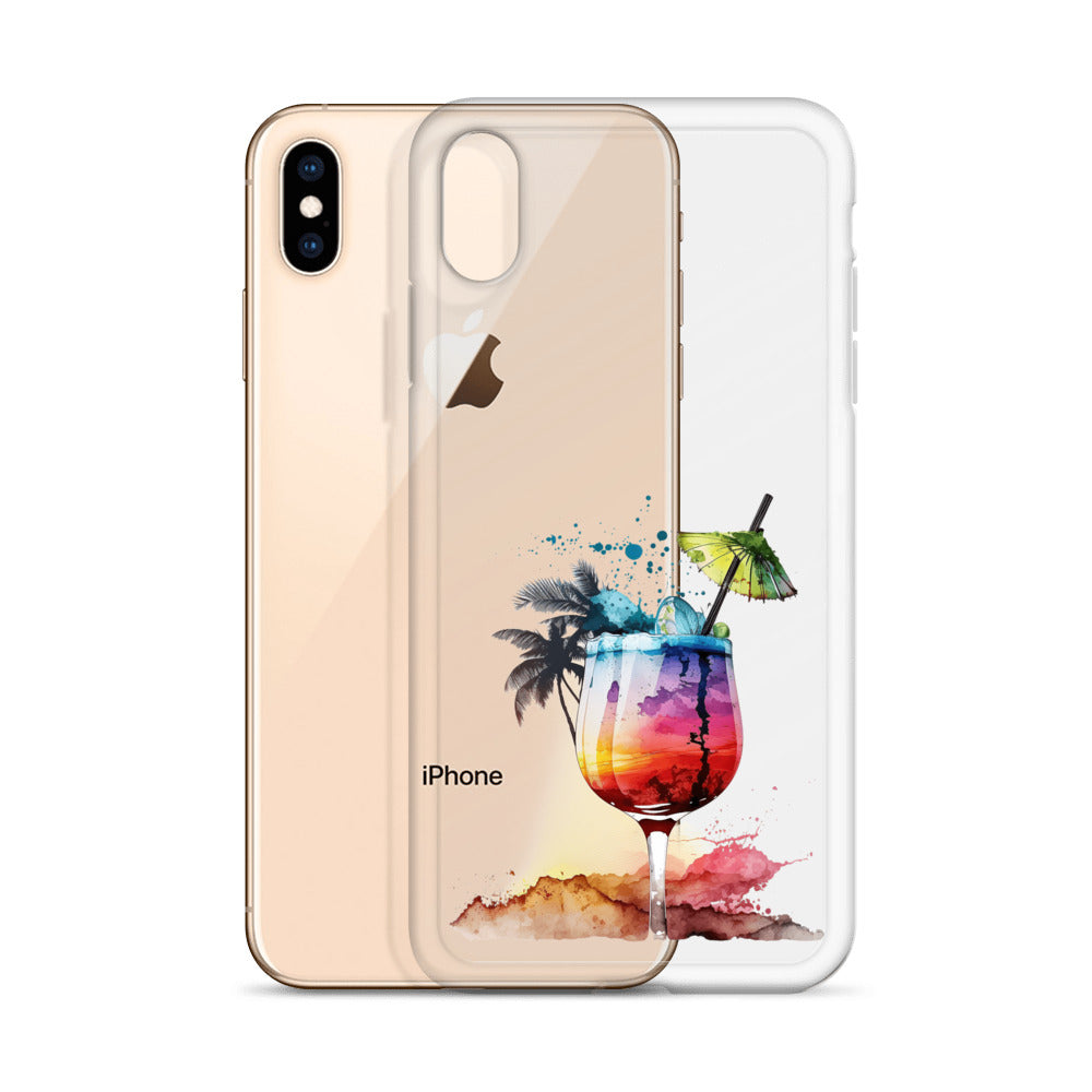 Clear Case for iPhone® Tropical Drink Palm & Umbrella
