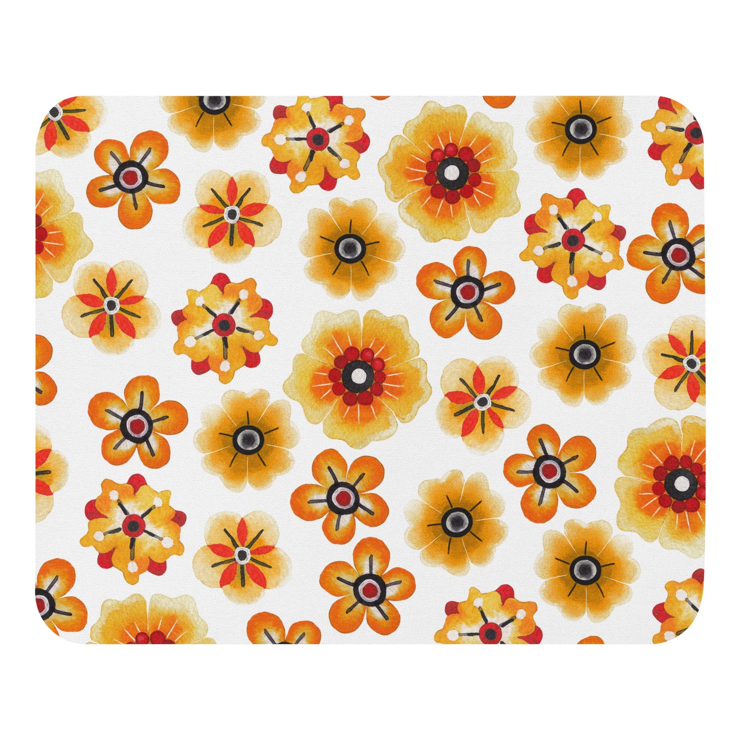 Mouse pad Orange Retro Flowers