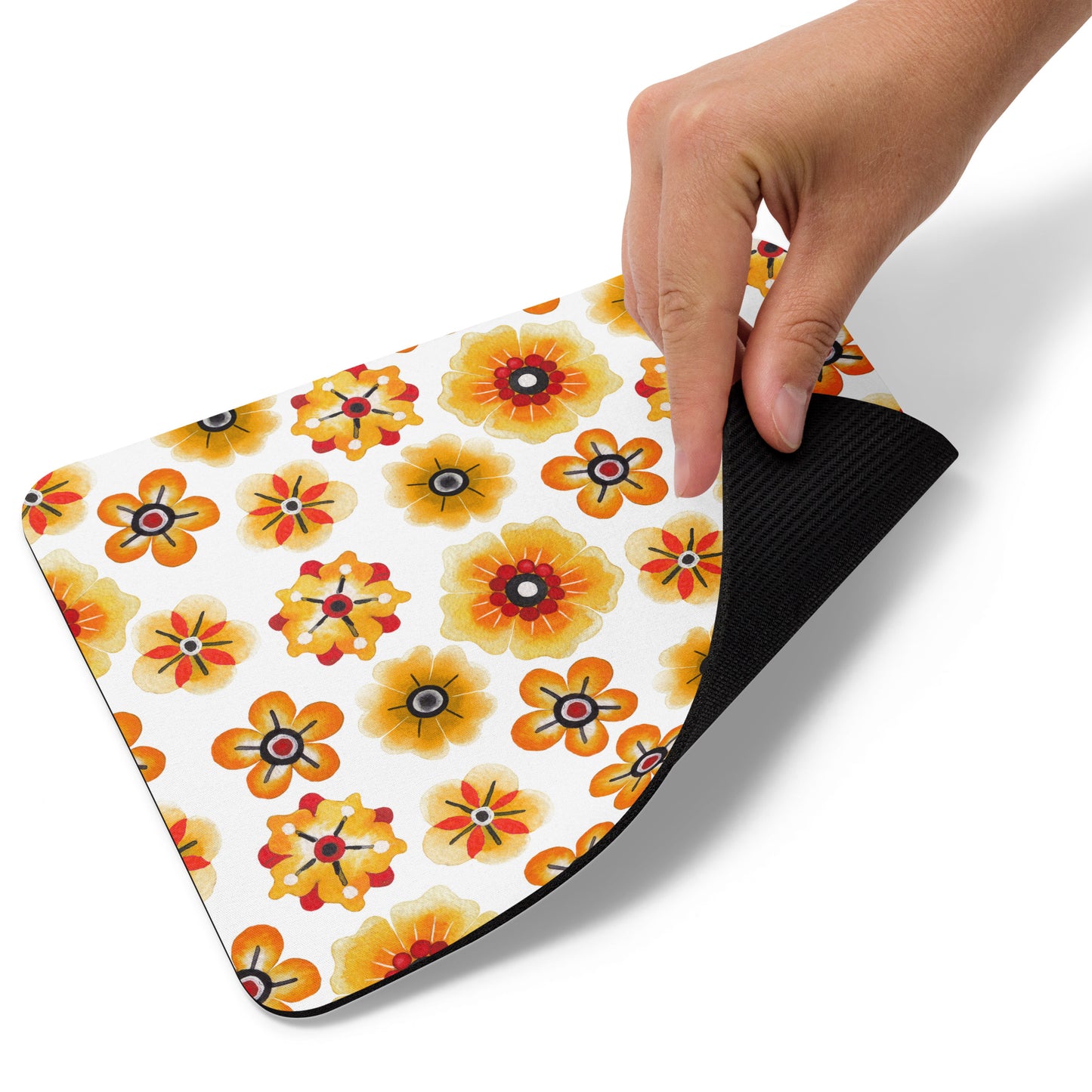 Mouse pad Orange Retro Flowers