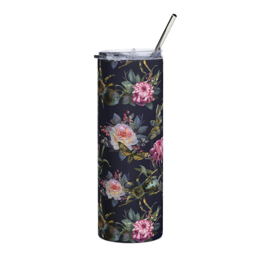 Stainless steel tumbler Flowers and Spiders