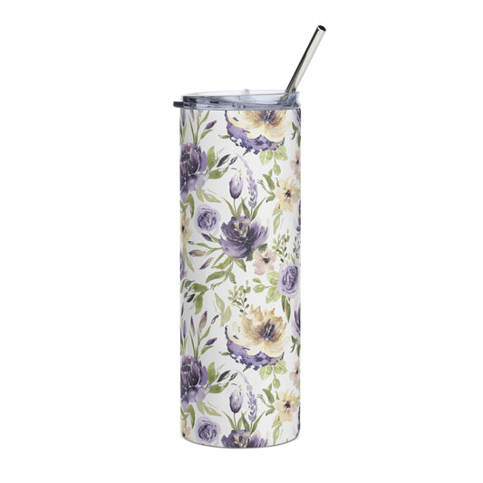 Stainless steel tumbler Floral Purple