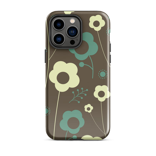 Tough Case for iPhone® Retro Flowers Brown