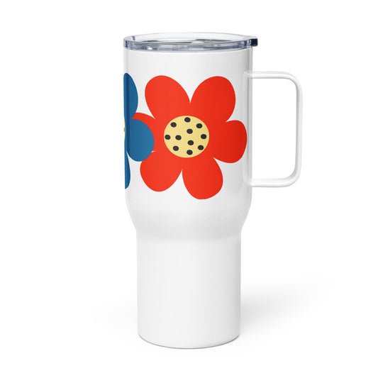 Travel mug with a handle Color Flowers