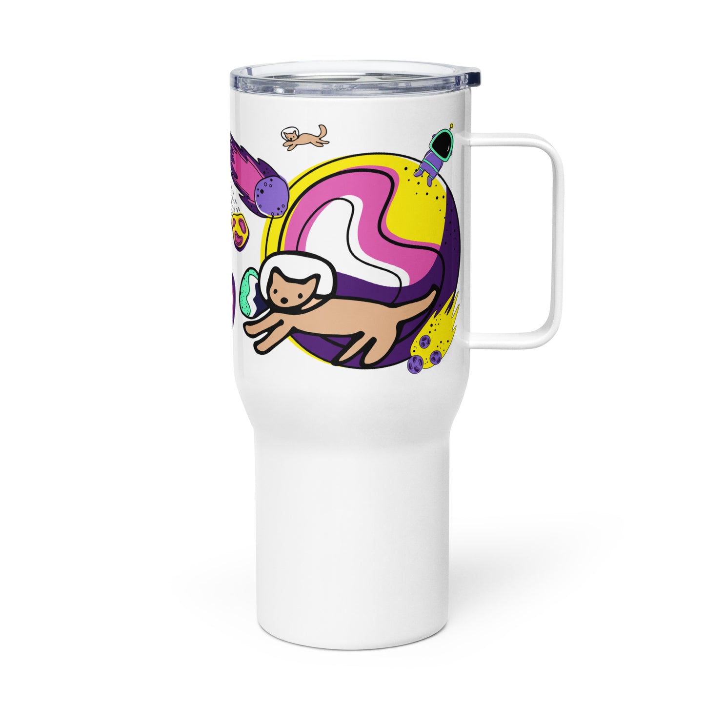 Travel mug with a handle Cats In Space