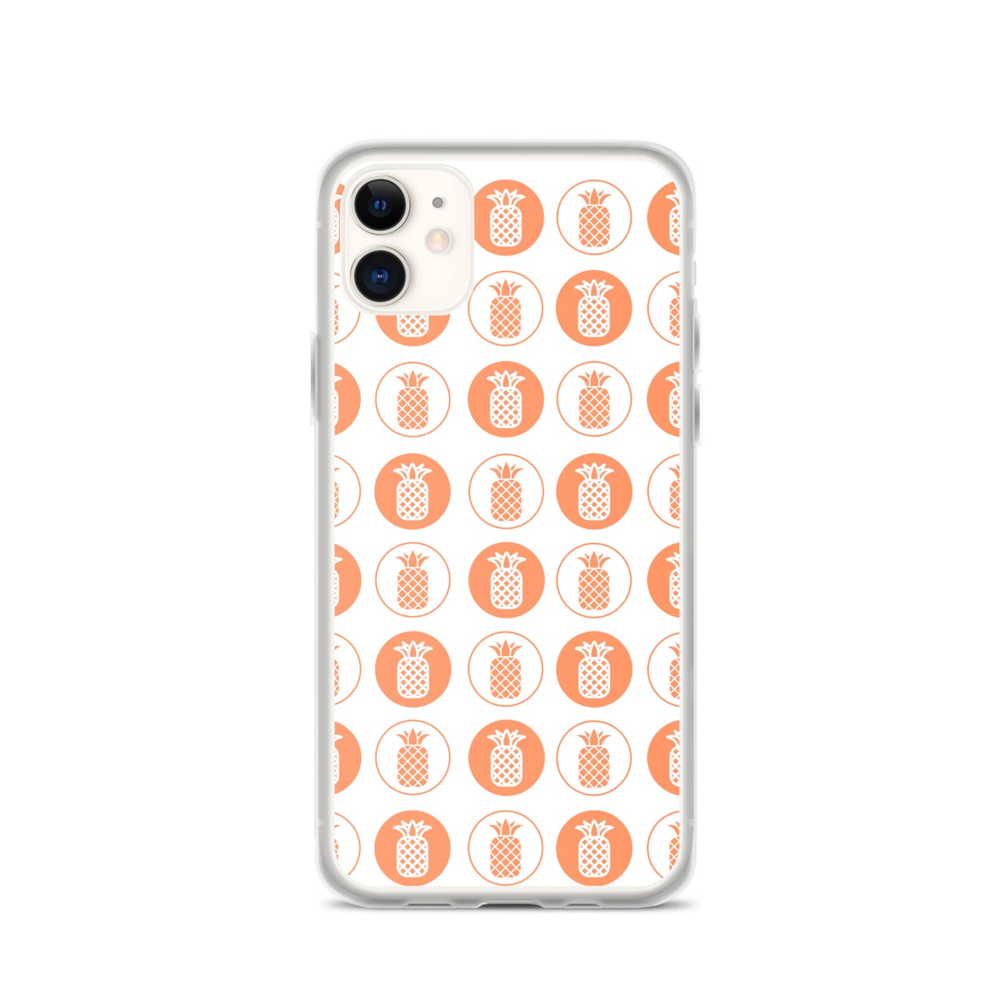 Clear Case for iPhone® Pineapple Repeat Orange on White