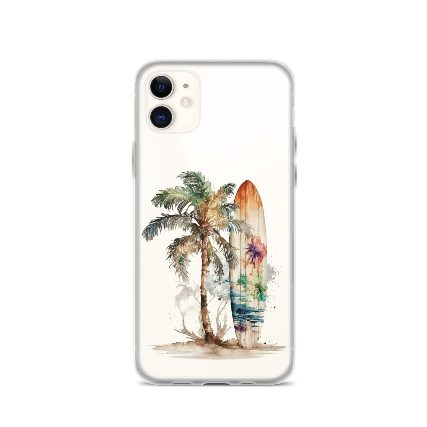 Clear Case for iPhone® Palm Tree & Surf Board