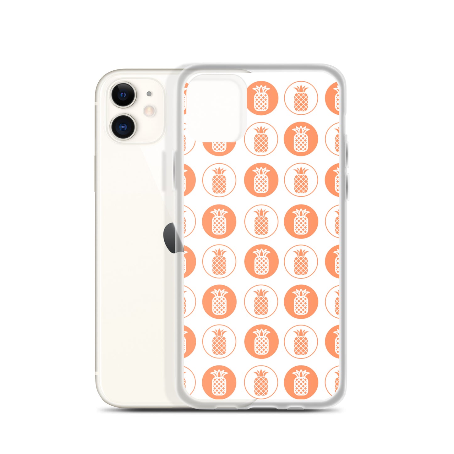 Clear Case for iPhone® Pineapple Repeat Orange on White