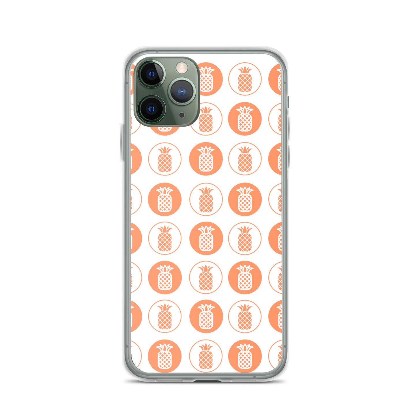 Clear Case for iPhone® Pineapple Repeat Orange on White