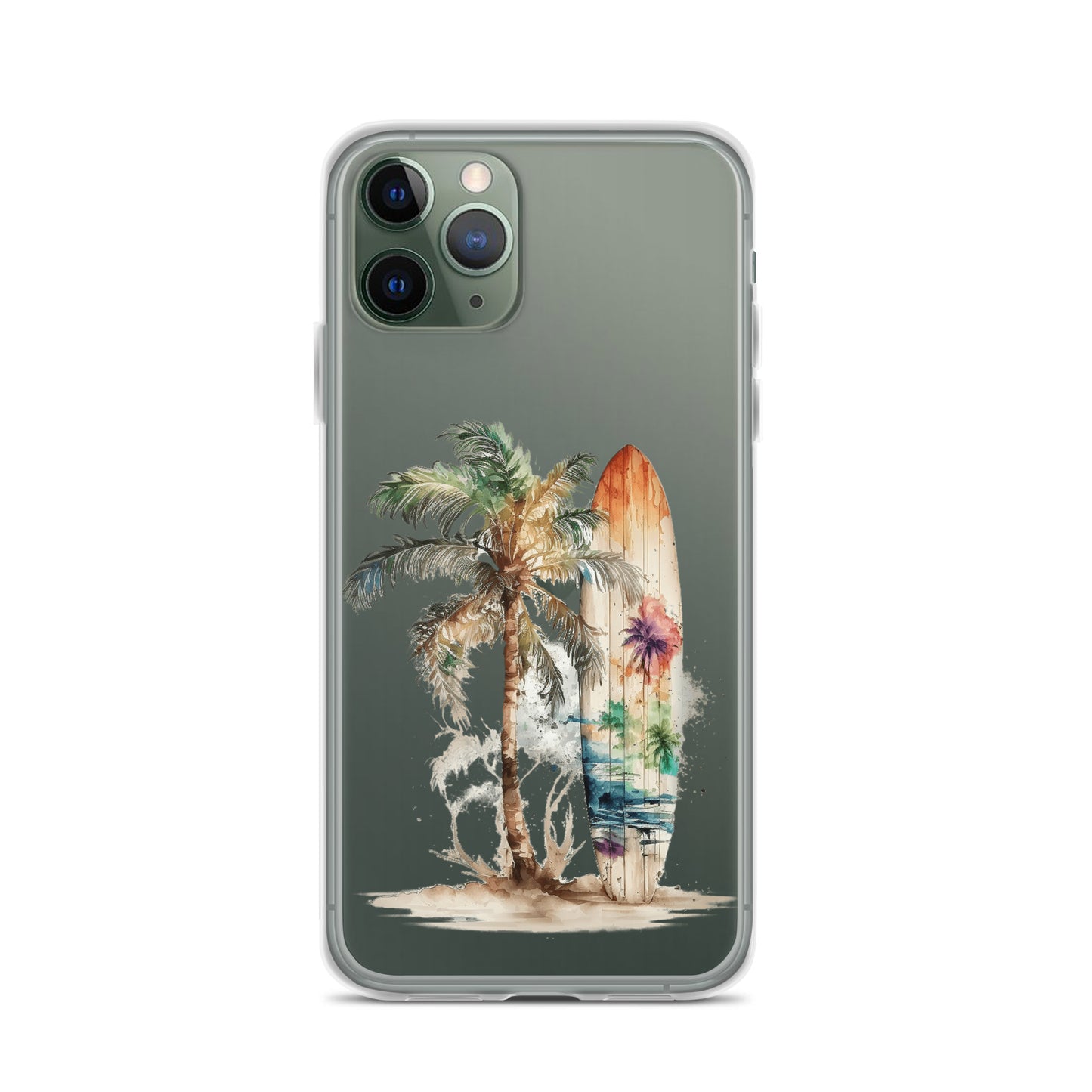 Clear Case for iPhone® Palm Tree & Surf Board