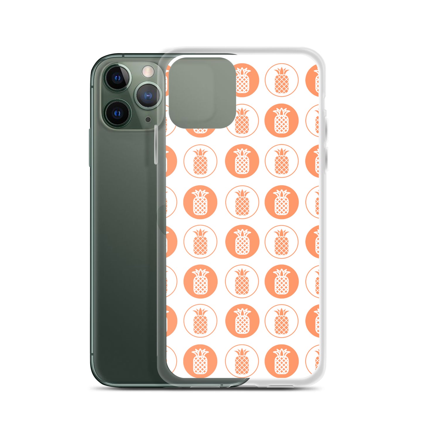 Clear Case for iPhone® Pineapple Repeat Orange on White