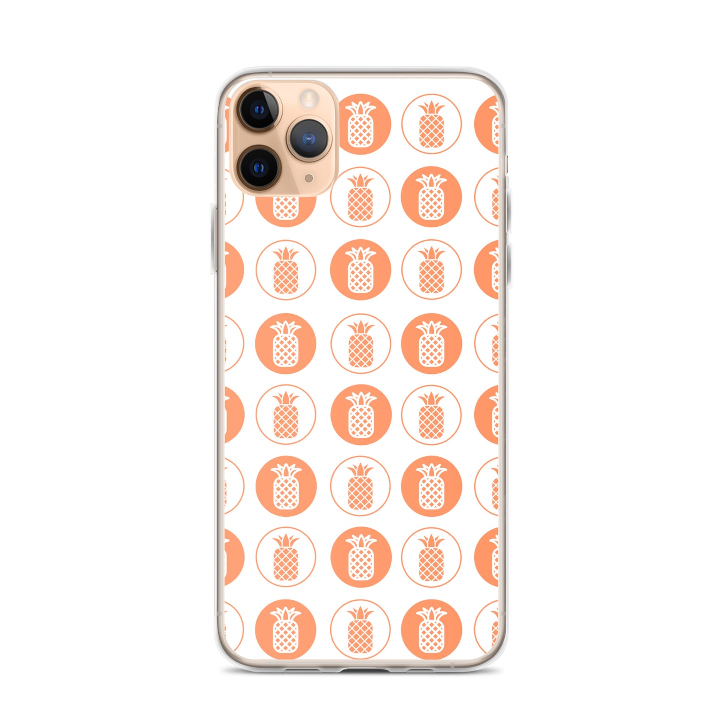 Clear Case for iPhone® Pineapple Repeat Orange on White