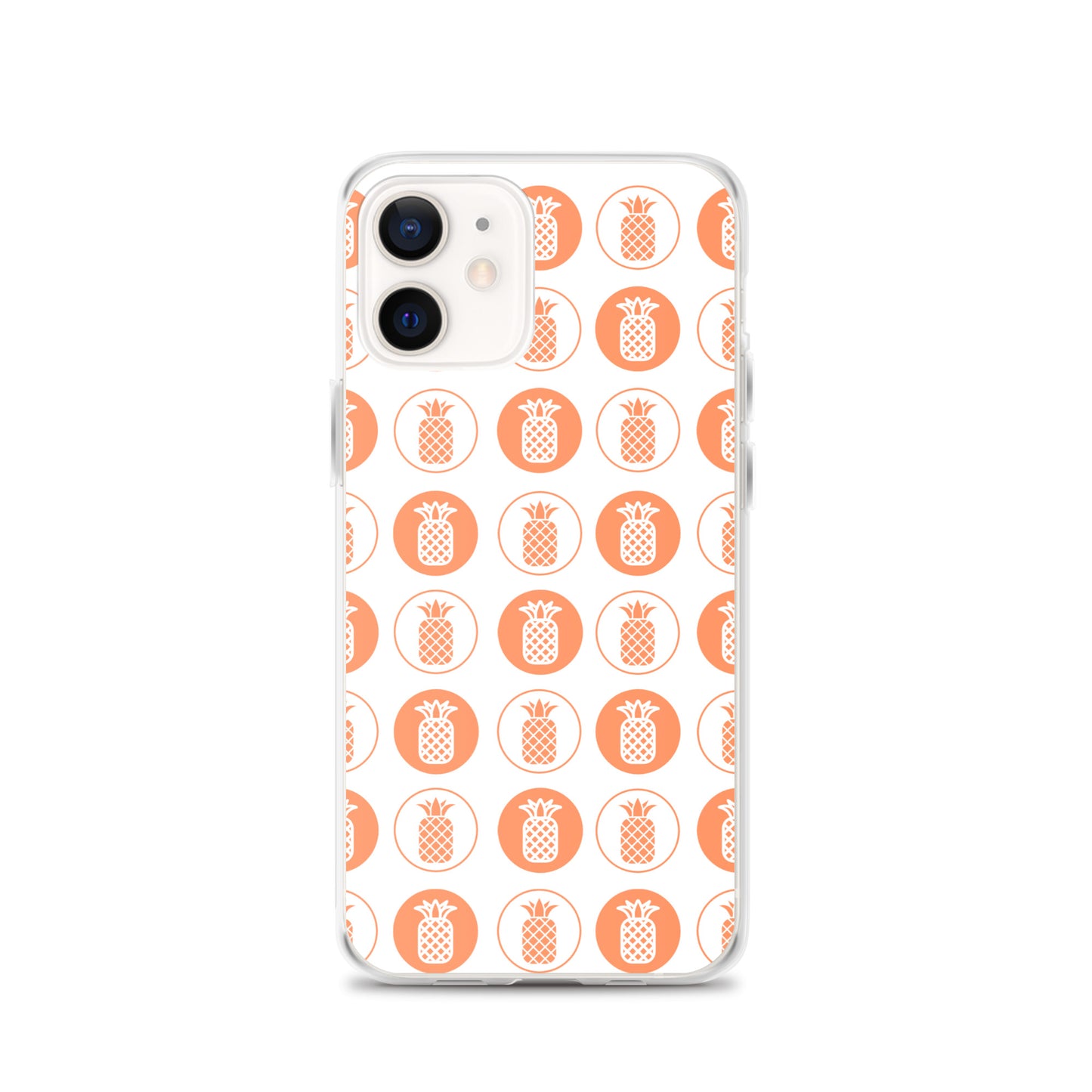 Clear Case for iPhone® Pineapple Repeat Orange on White