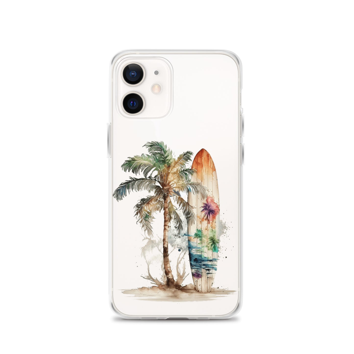 Clear Case for iPhone® Palm Tree & Surf Board