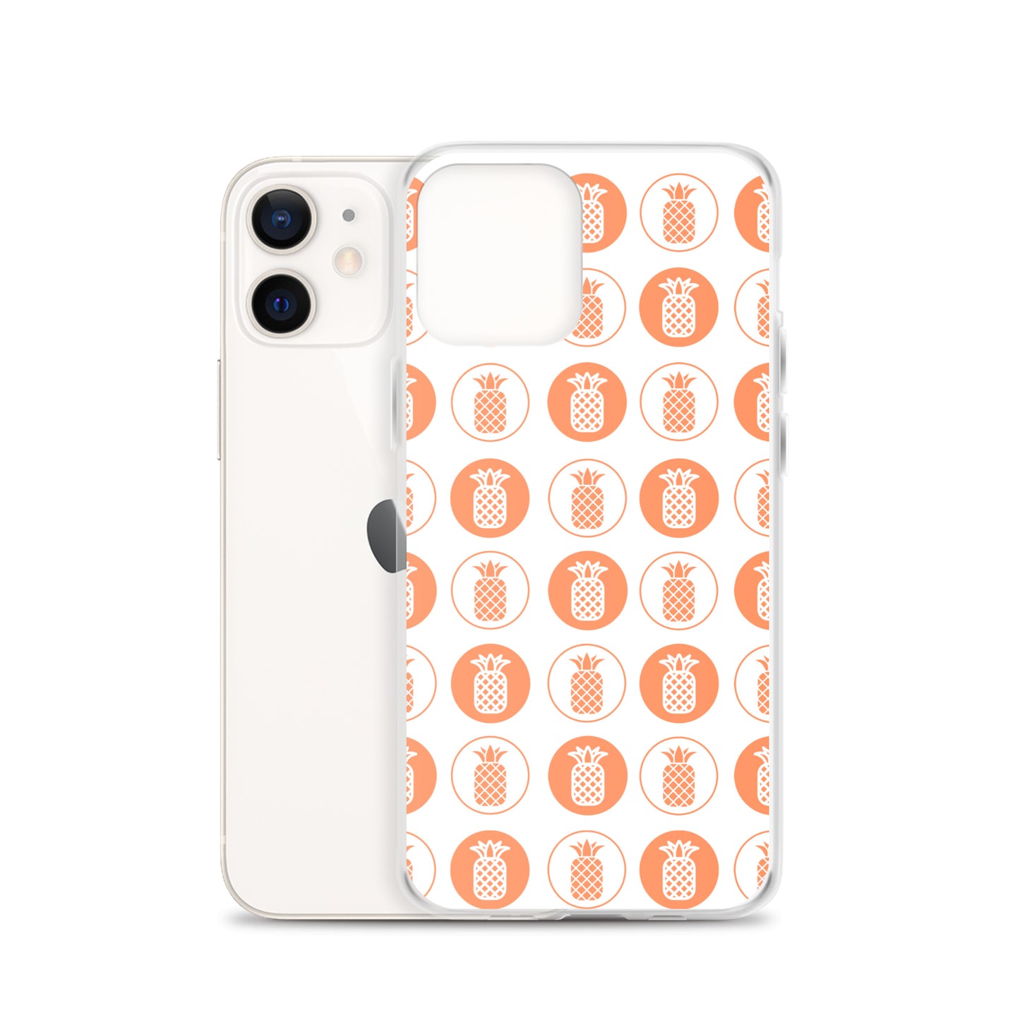 Clear Case for iPhone® Pineapple Repeat Orange on White