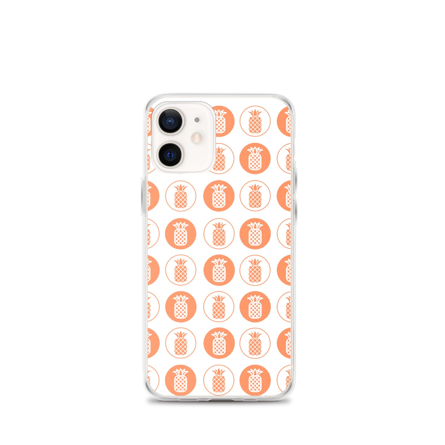 Clear Case for iPhone® Pineapple Repeat Orange on White