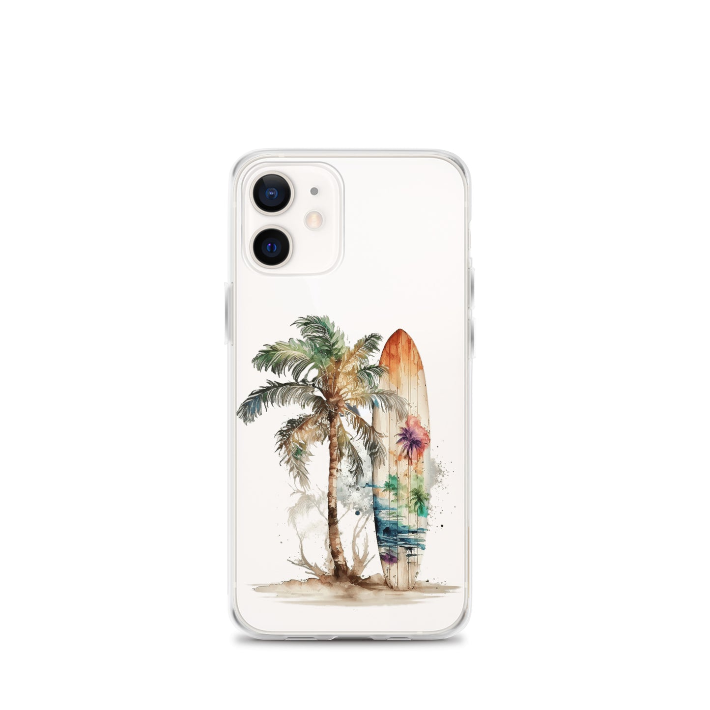 Clear Case for iPhone® Palm Tree & Surf Board