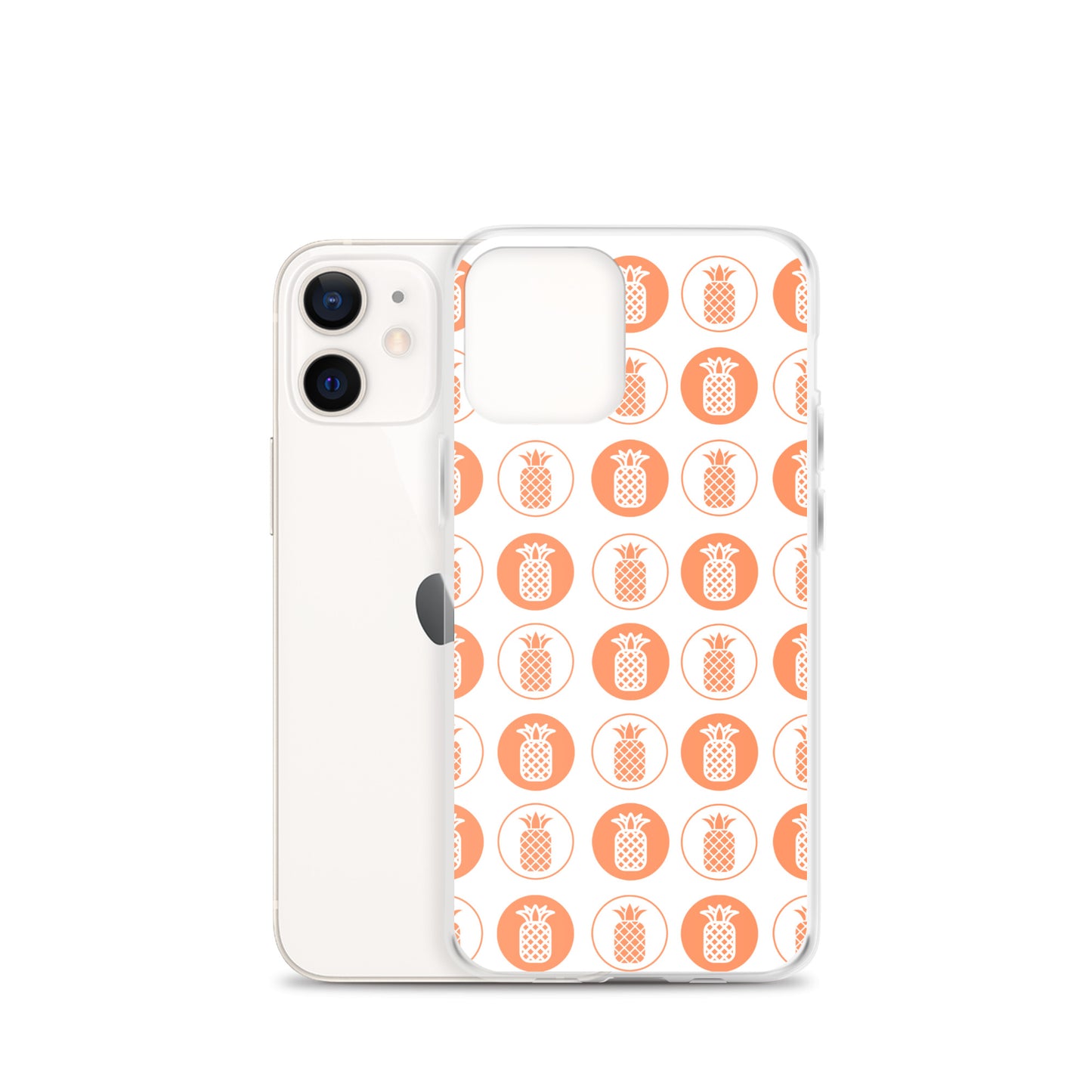 Clear Case for iPhone® Pineapple Repeat Orange on White