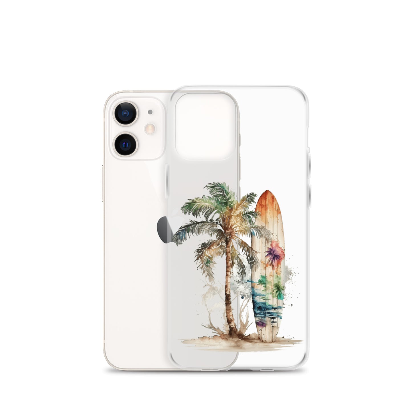 Clear Case for iPhone® Palm Tree & Surf Board