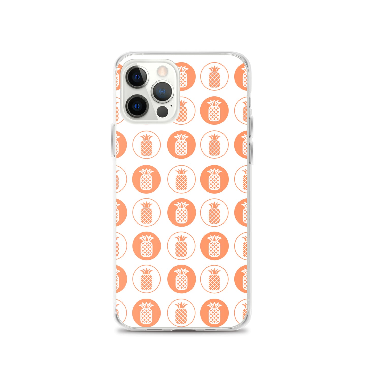 Clear Case for iPhone® Pineapple Repeat Orange on White