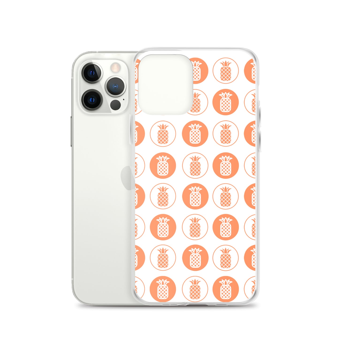 Clear Case for iPhone® Pineapple Repeat Orange on White