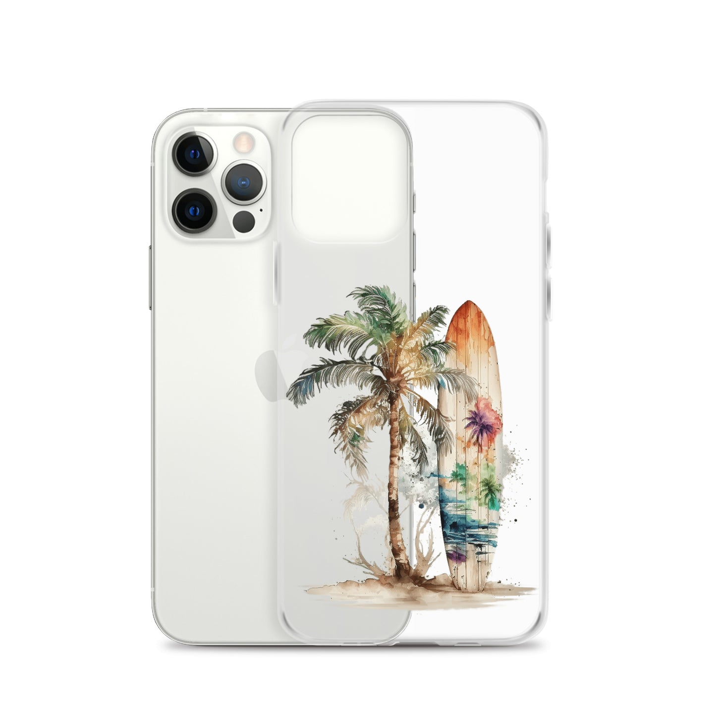 Clear Case for iPhone® Palm Tree & Surf Board