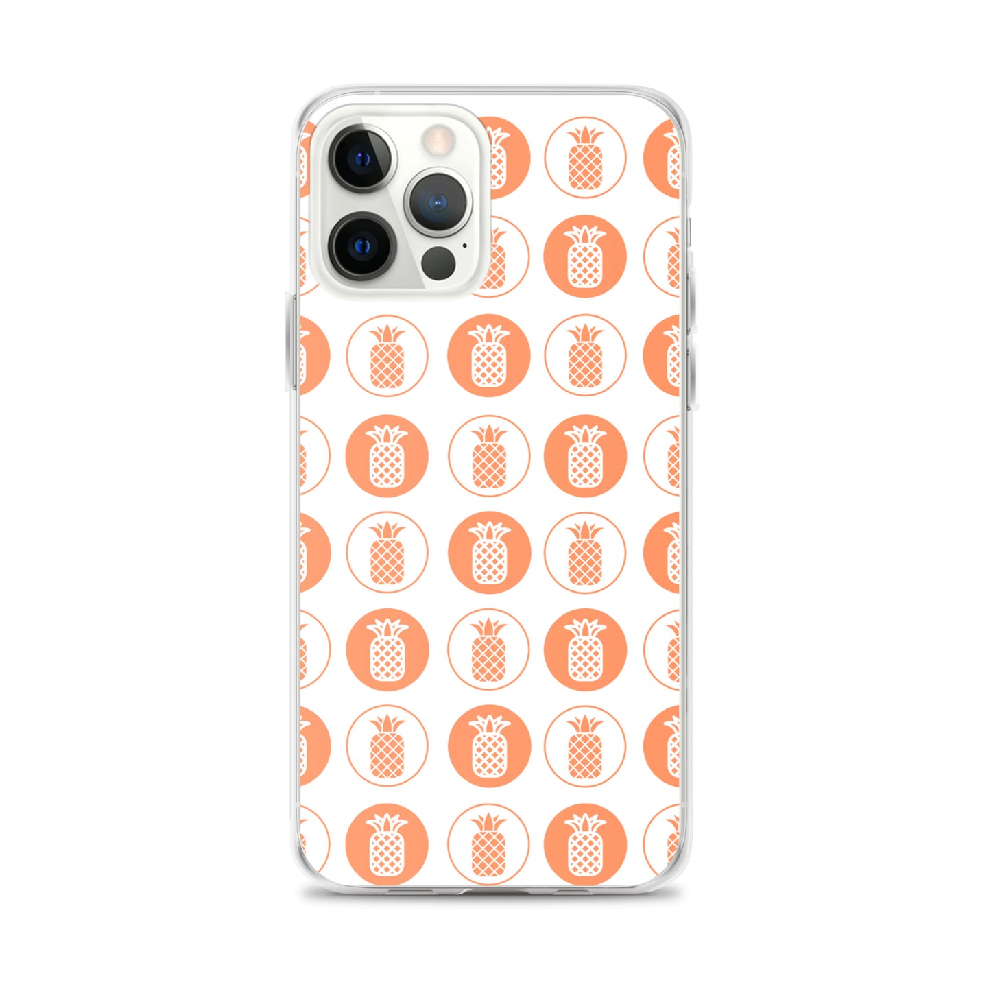 Clear Case for iPhone® Pineapple Repeat Orange on White