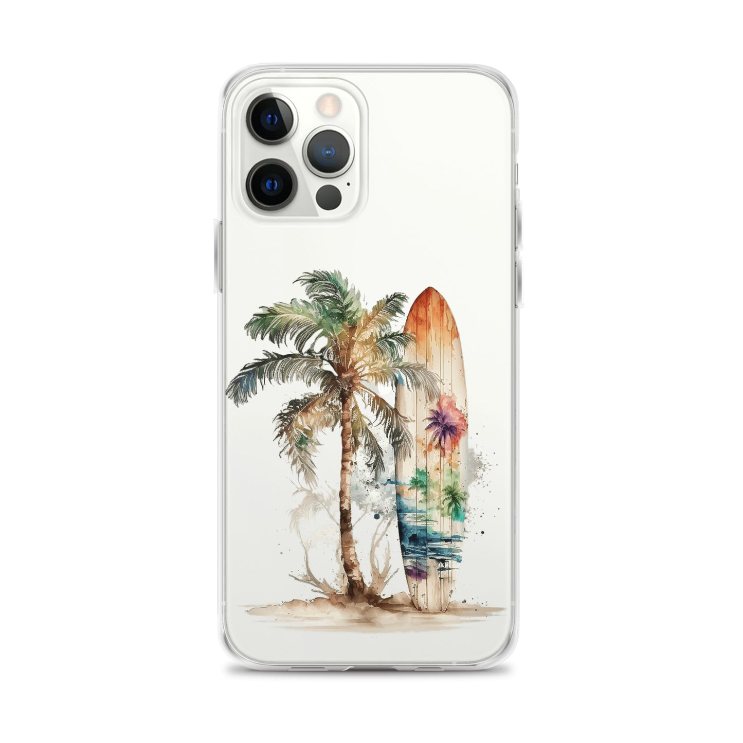 Clear Case for iPhone® Palm Tree & Surf Board