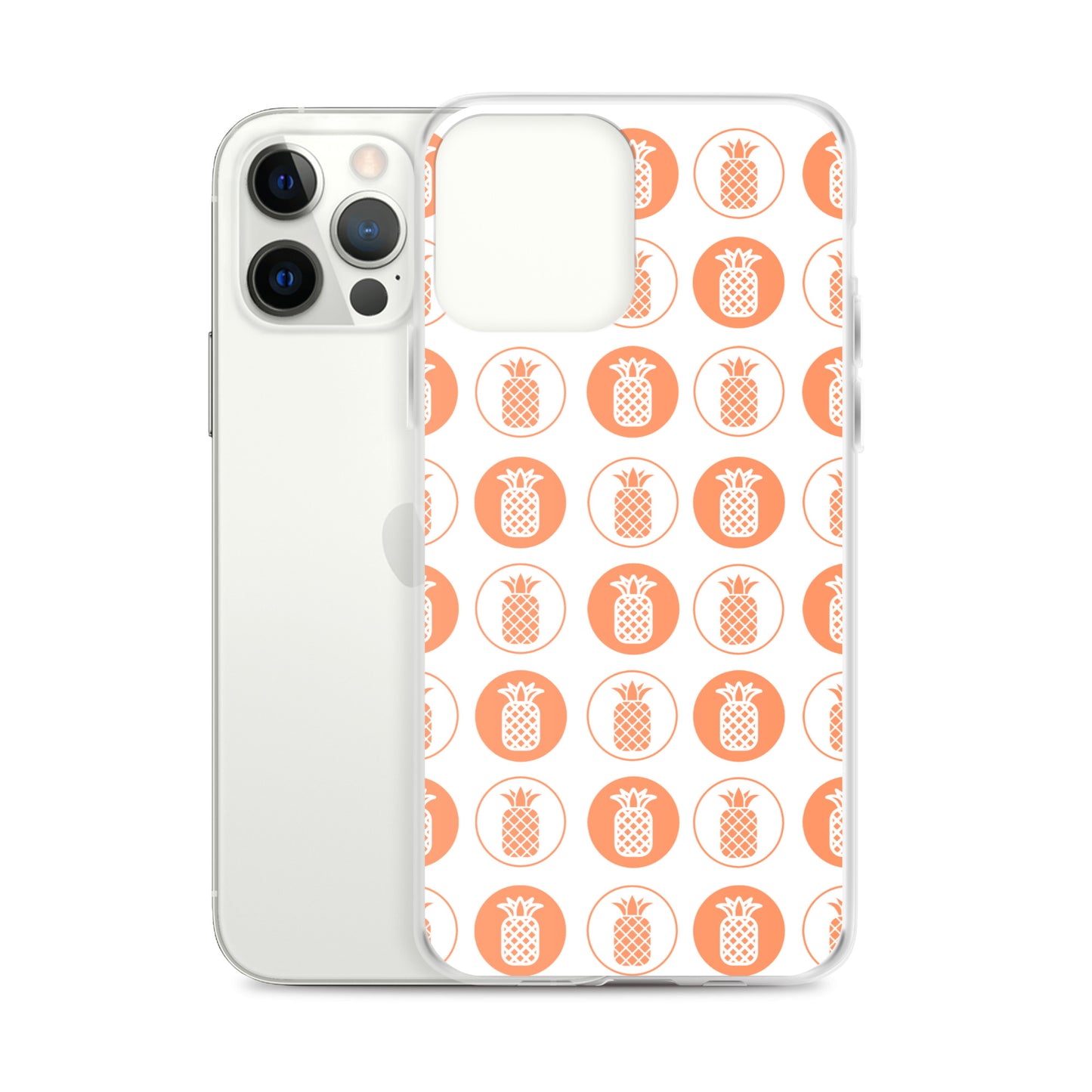 Clear Case for iPhone® Pineapple Repeat Orange on White