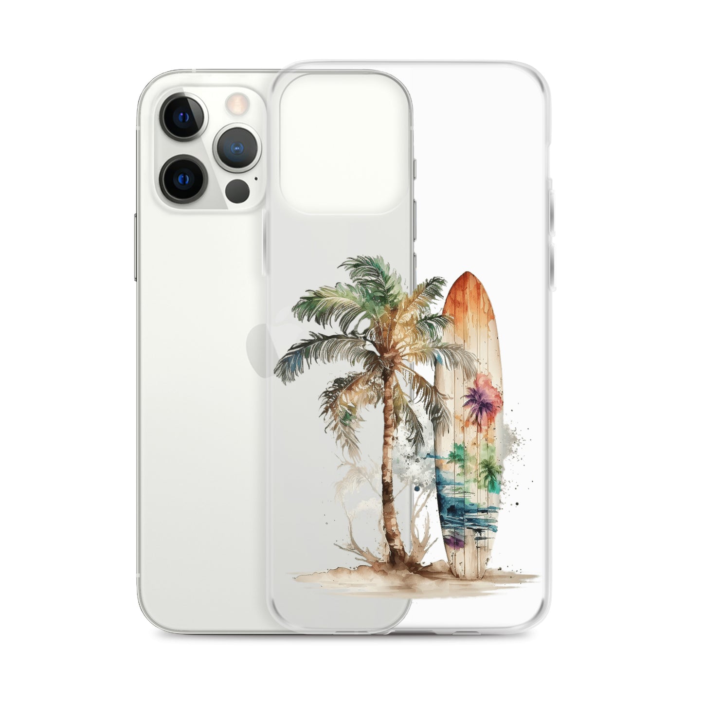 Clear Case for iPhone® Palm Tree & Surf Board