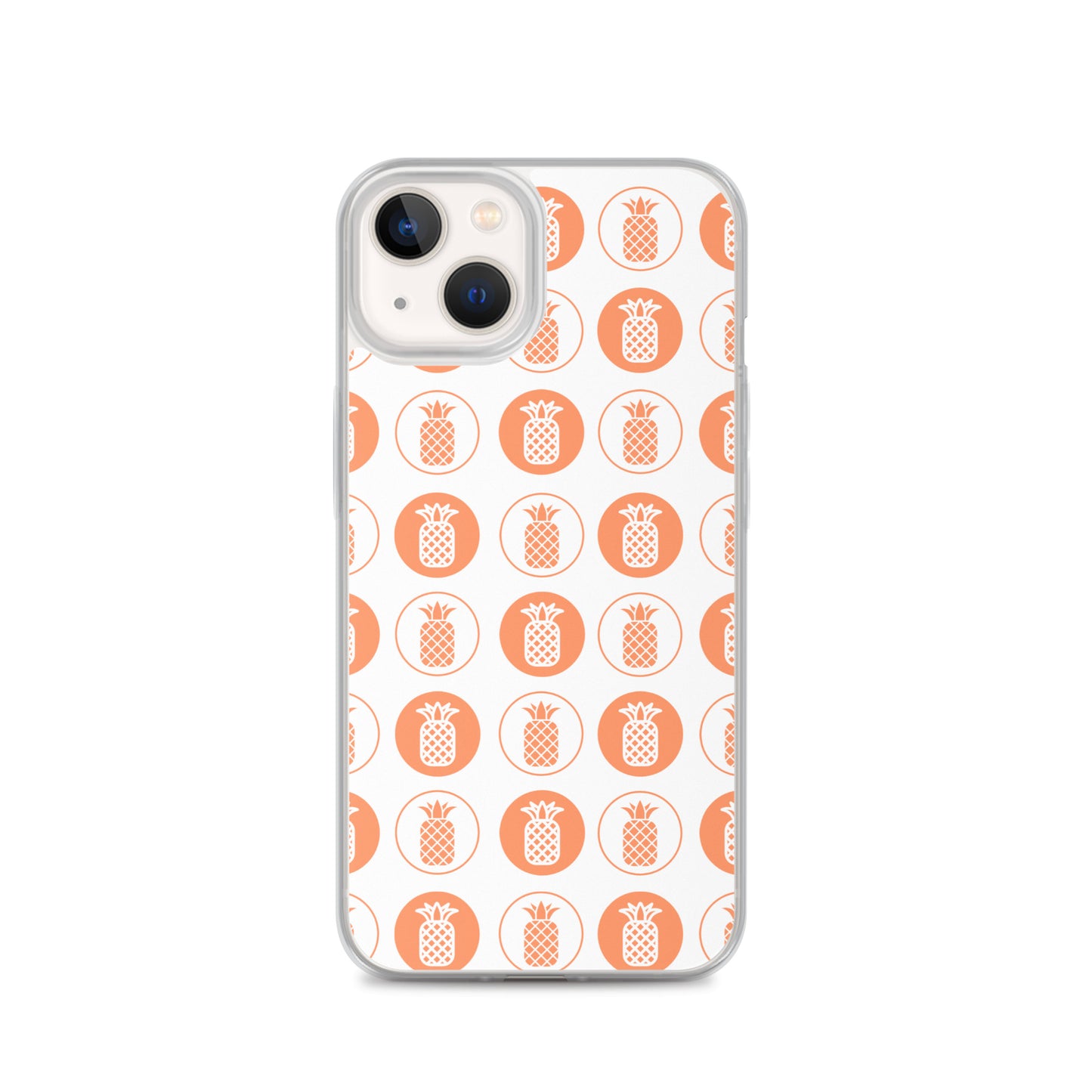 Clear Case for iPhone® Pineapple Repeat Orange on White