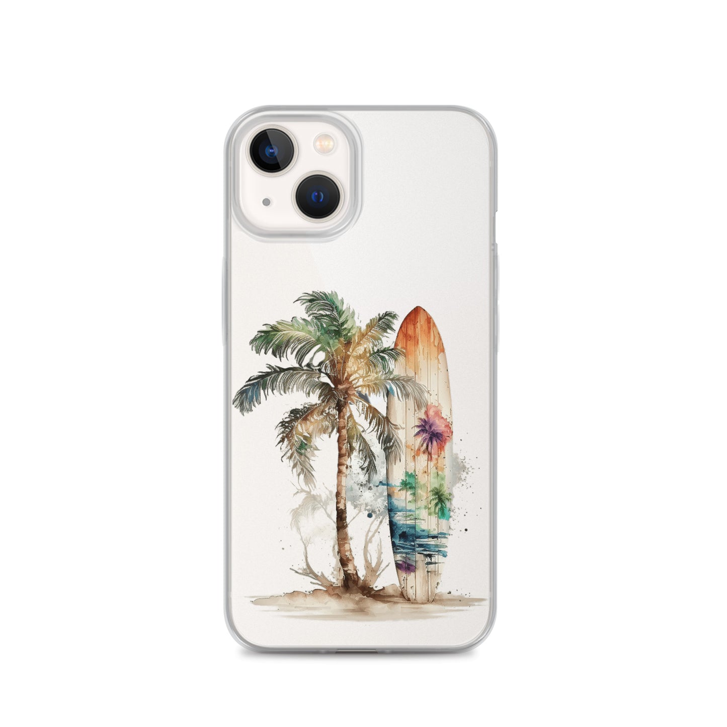 Clear Case for iPhone® Palm Tree & Surf Board