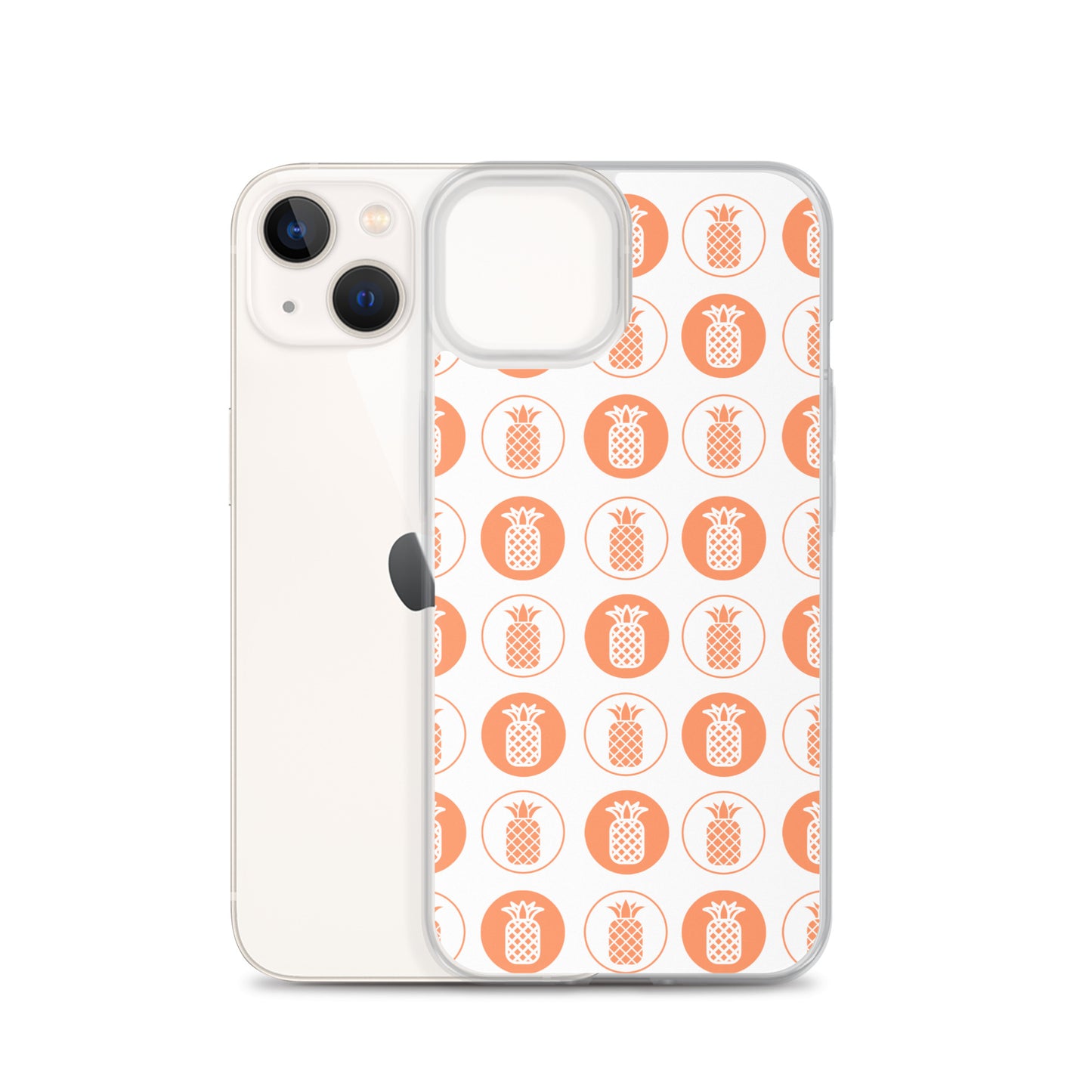 Clear Case for iPhone® Pineapple Repeat Orange on White