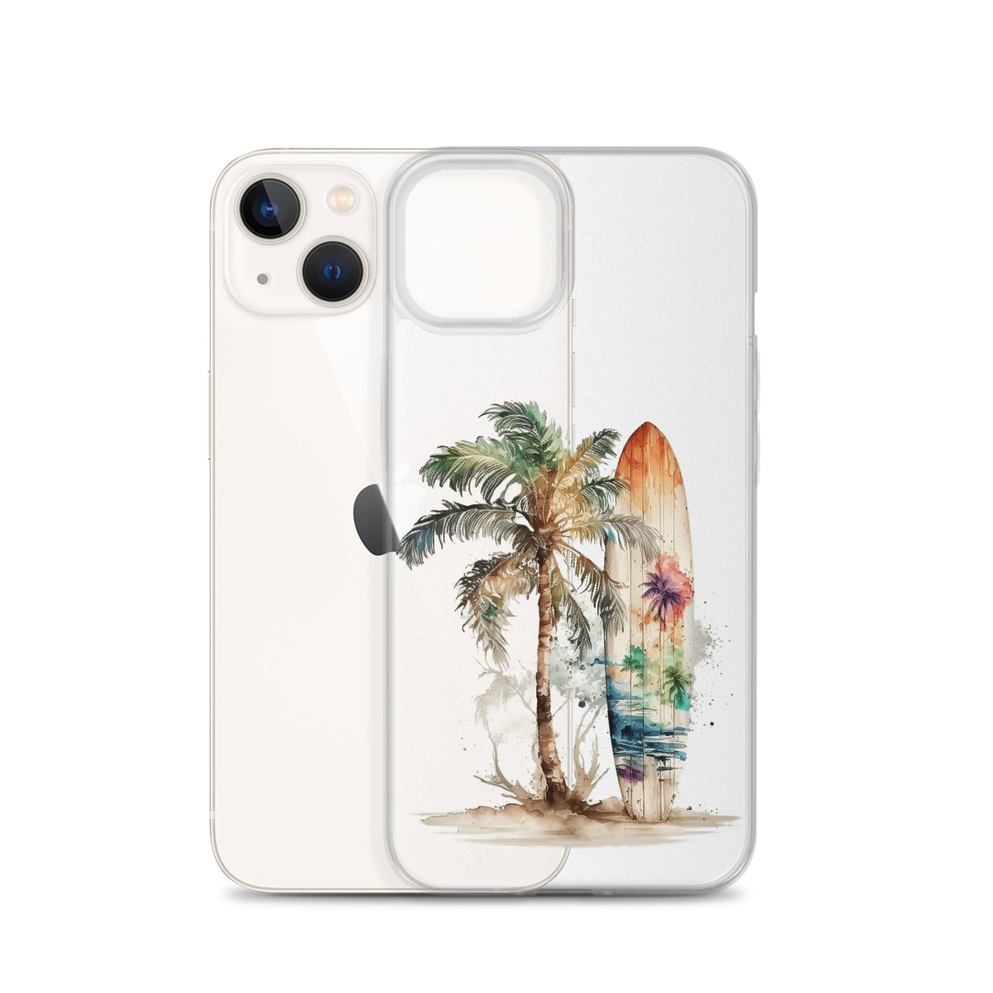 Clear Case for iPhone® Palm Tree & Surf Board