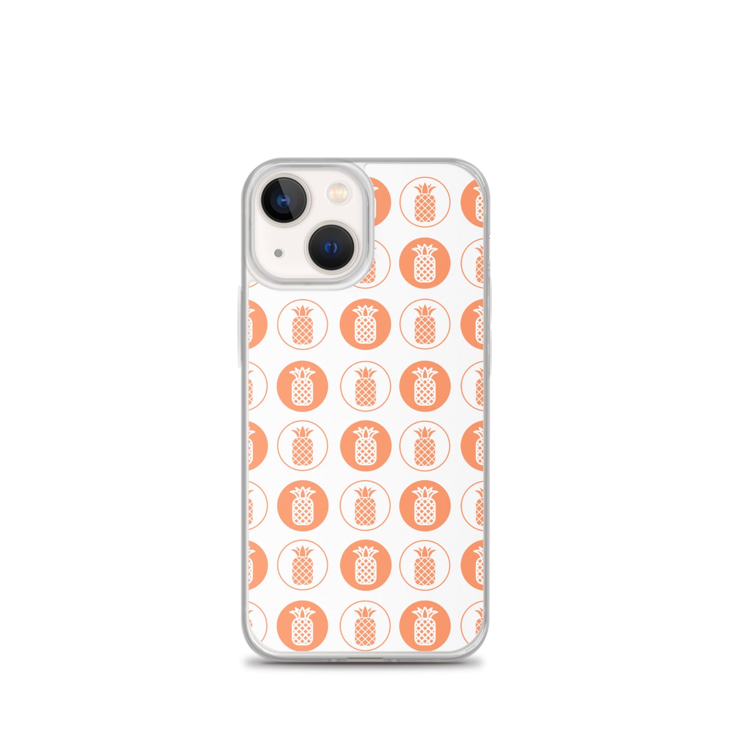 Clear Case for iPhone® Pineapple Repeat Orange on White