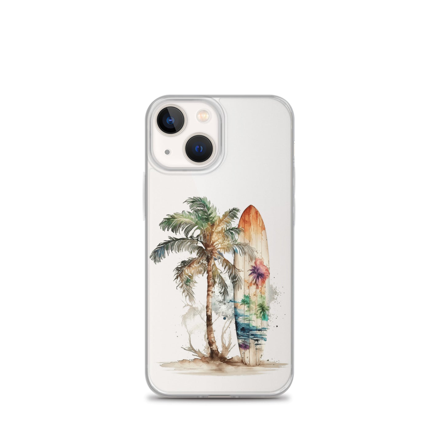 Clear Case for iPhone® Palm Tree & Surf Board