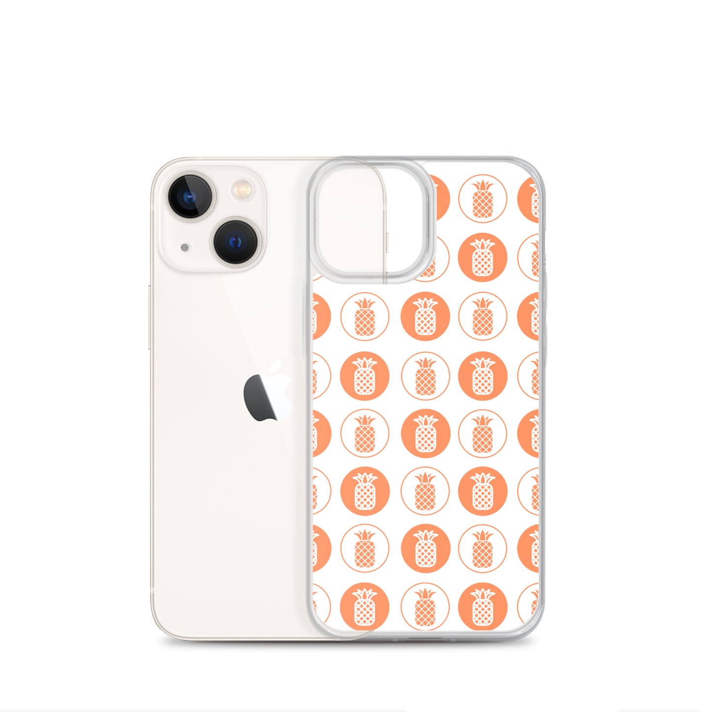 Clear Case for iPhone® Pineapple Repeat Orange on White