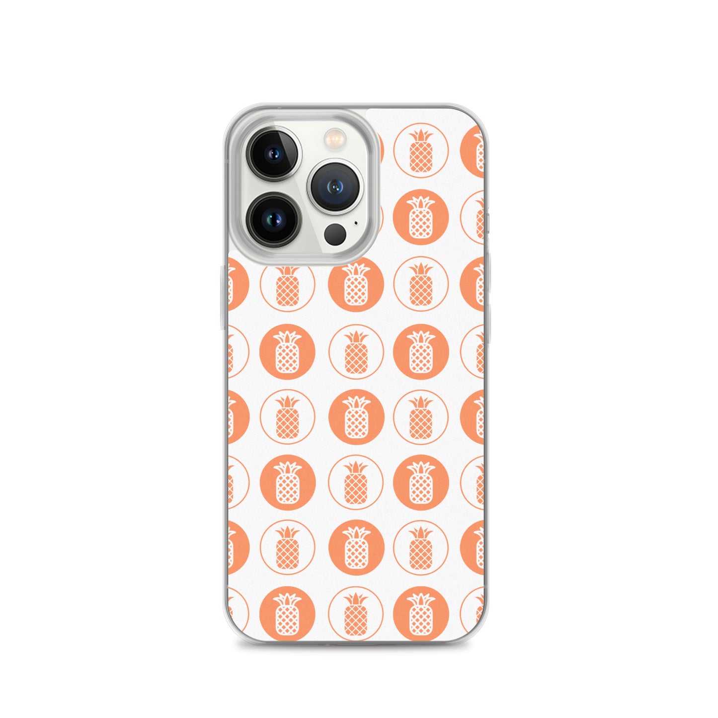 Clear Case for iPhone® Pineapple Repeat Orange on White