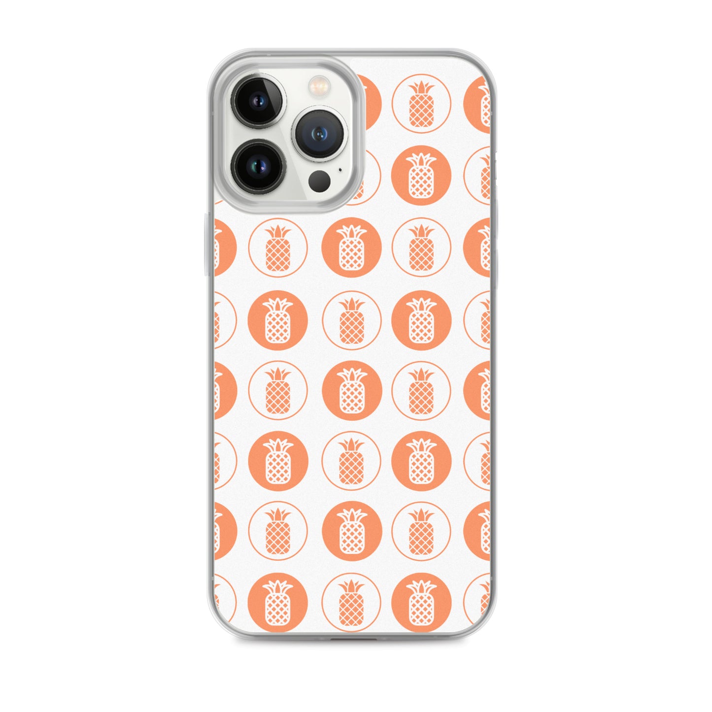 Clear Case for iPhone® Pineapple Repeat Orange on White