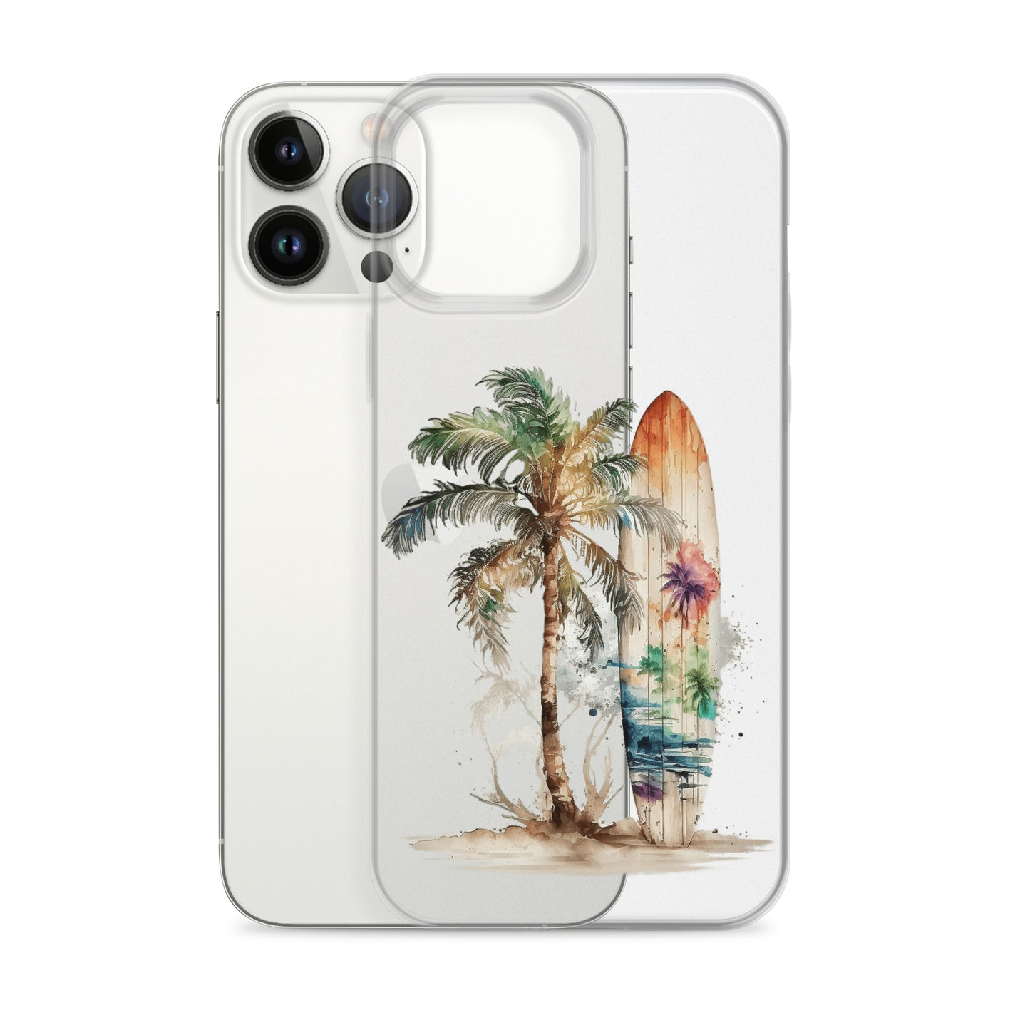 Clear Case for iPhone® Palm Tree & Surf Board