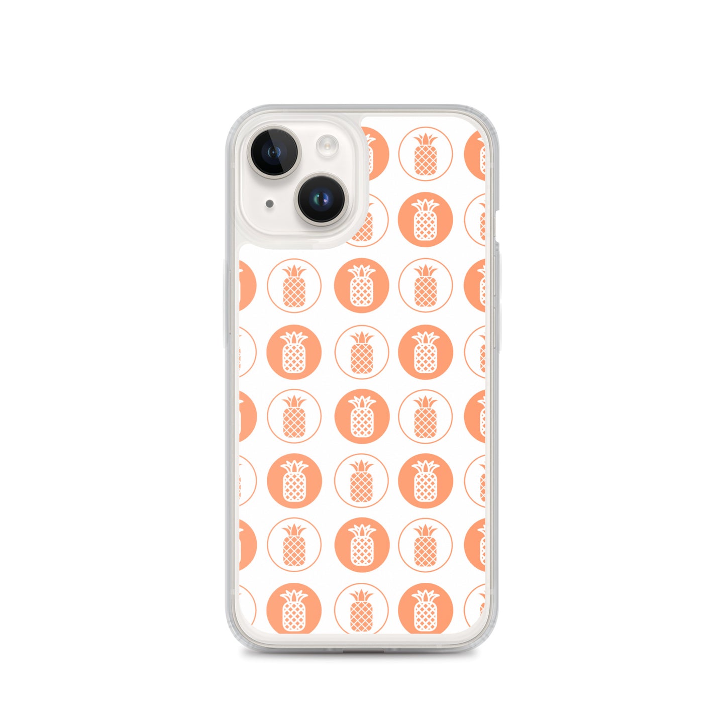 Clear Case for iPhone® Pineapple Repeat Orange on White