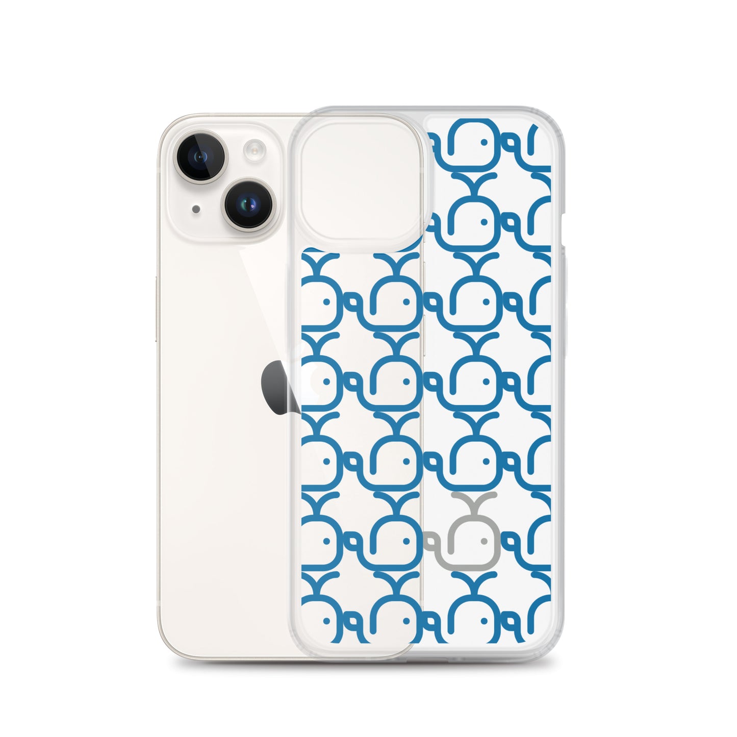 Clear Case for iPhone® Whales Blue/Grey