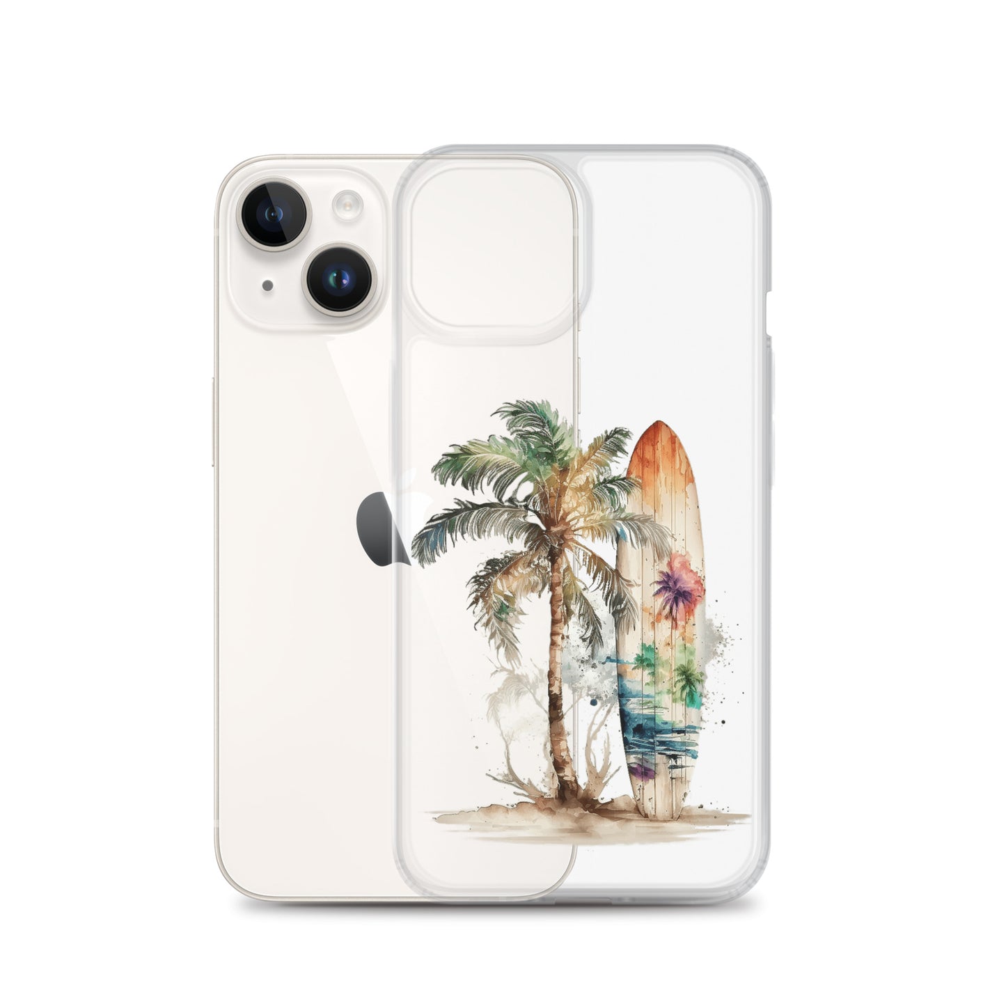 Clear Case for iPhone® Palm Tree & Surf Board