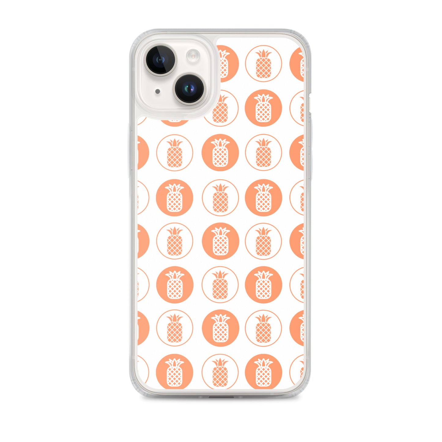 Clear Case for iPhone® Pineapple Repeat Orange on White