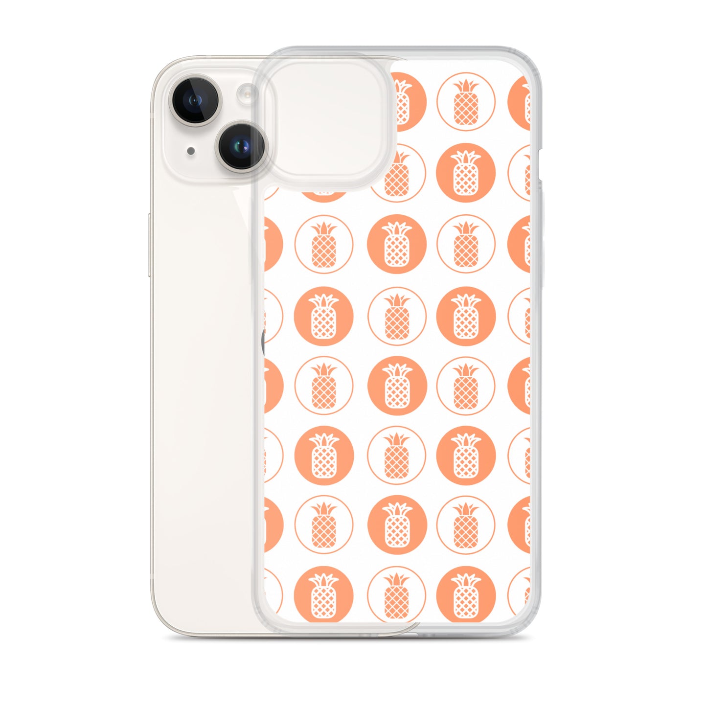 Clear Case for iPhone® Pineapple Repeat Orange on White