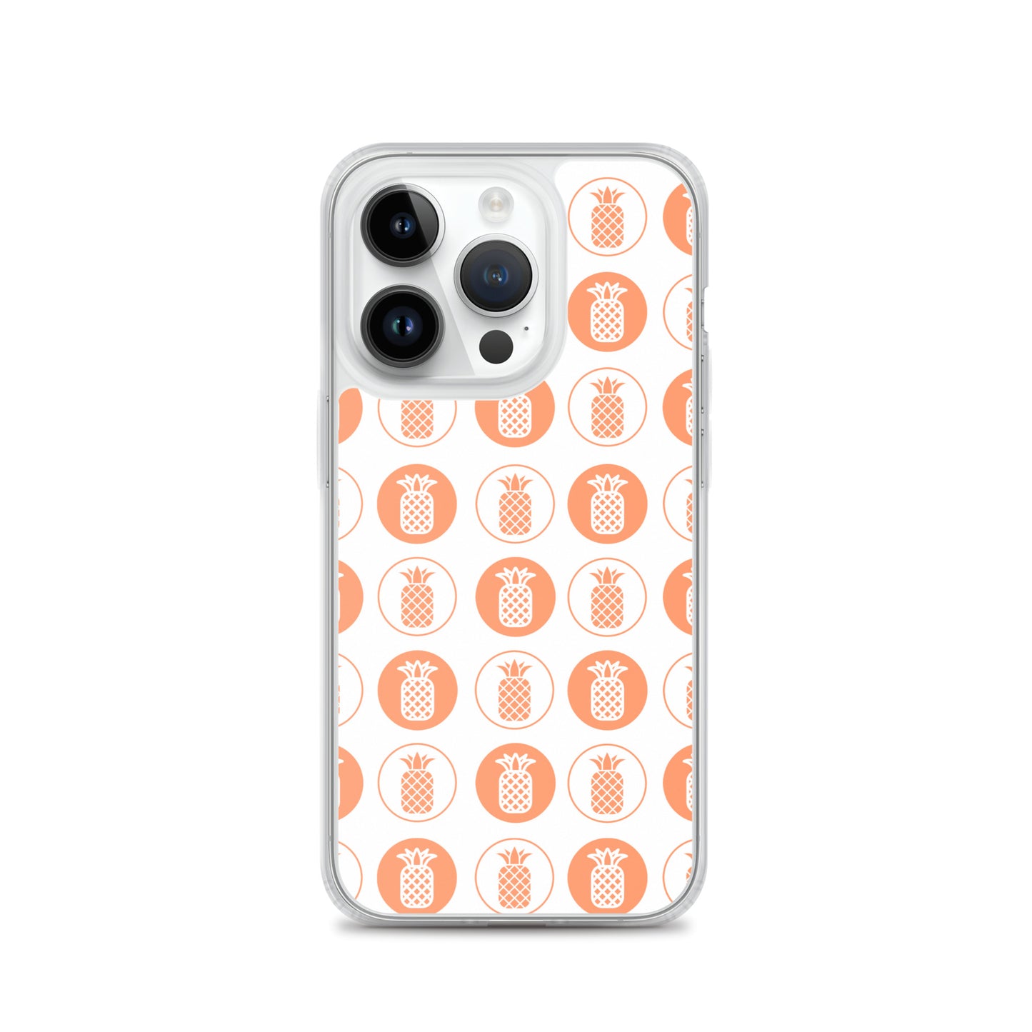 Clear Case for iPhone® Pineapple Repeat Orange on White