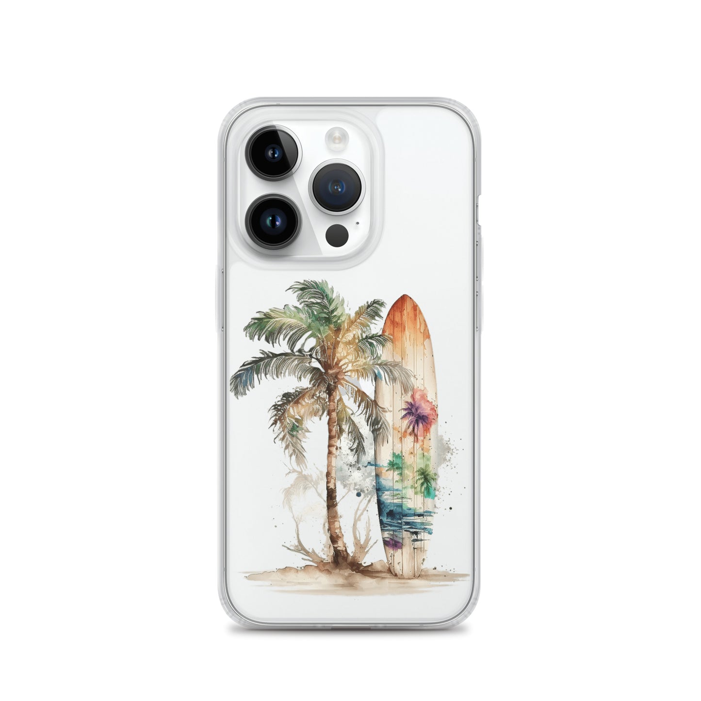 Clear Case for iPhone® Palm Tree & Surf Board