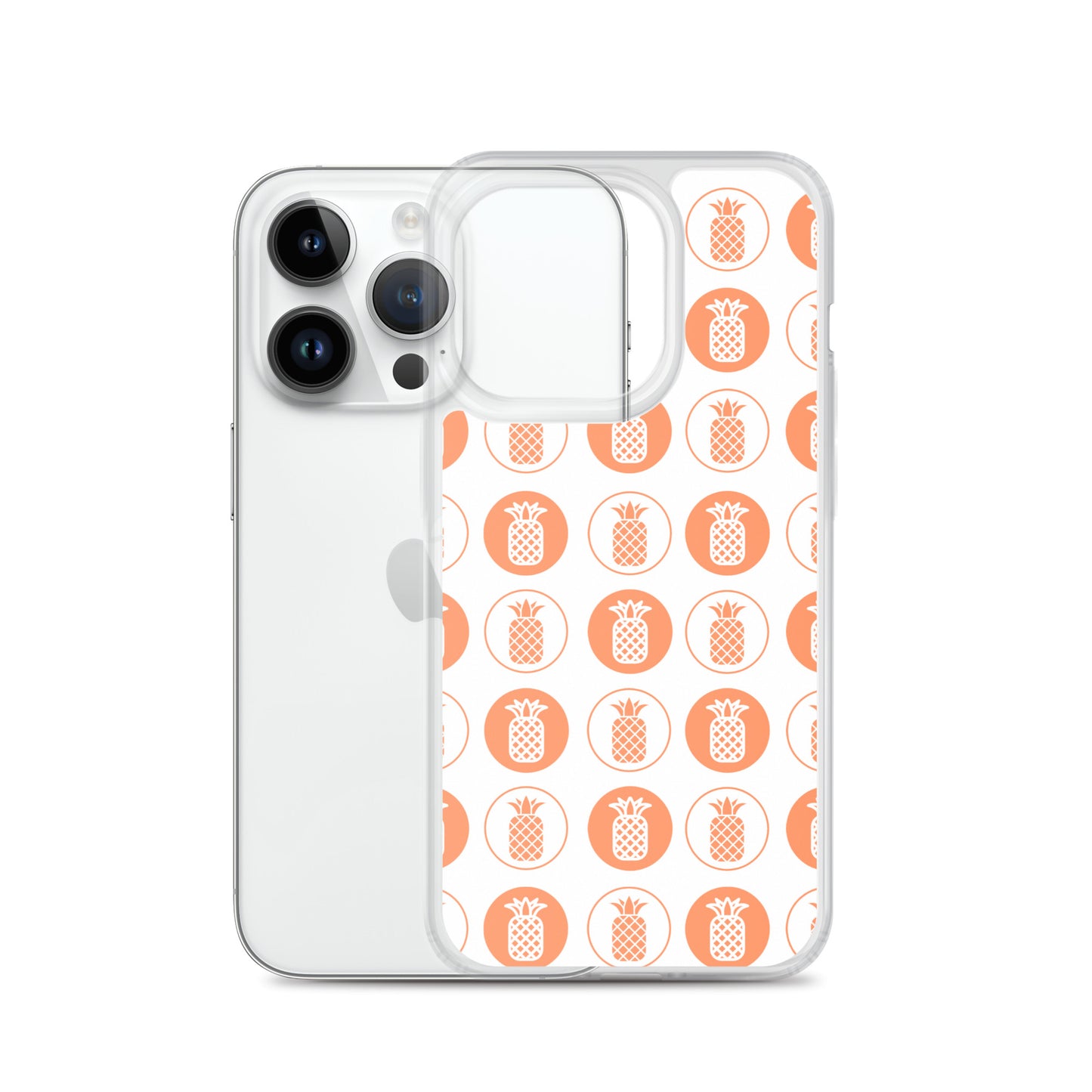 Clear Case for iPhone® Pineapple Repeat Orange on White